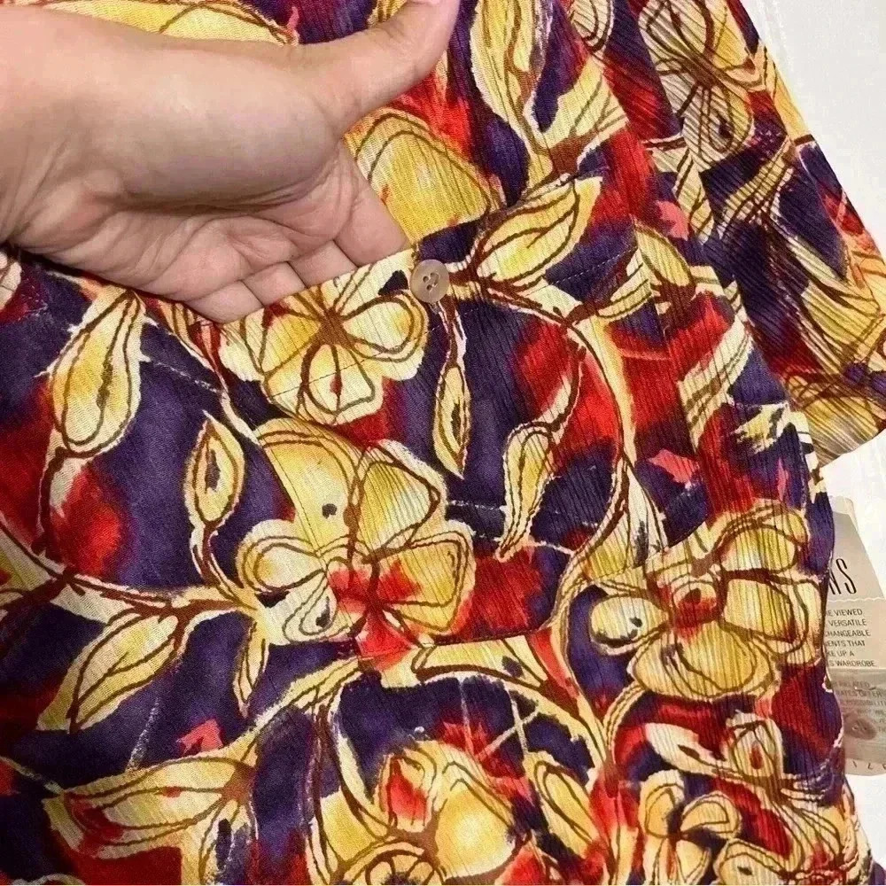 LESLIE FAY OPTIONS Vintage Cotton Zanzibar Group Floral top | size 8 - Picture 8 of 10